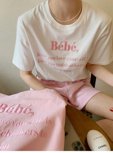 【夏新作】【Bebeシリーズ入荷】かわいい韓国っぽTシャツはフレンチガーリー女子にも人気♡